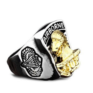 Airborne eagle military ring side profile showcasing band width and detail