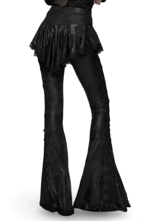 Black gothic pants lace peplum side view lower body silhouette
