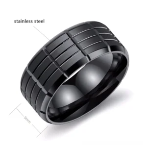 9mm width black stainless steel gothic ring specifications and details view