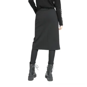Black gothic trousers back view - alternative pants with smooth tailored fabric and high waist design
