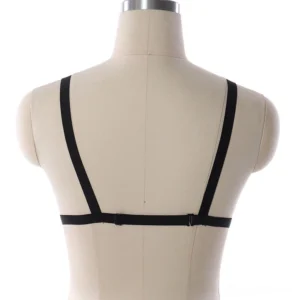 Black pentagram harness back view showing adjustable buckles and elastic strap structure