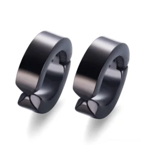 Black polished stainless steel stud earrings with smooth finish - gothic minimalist style