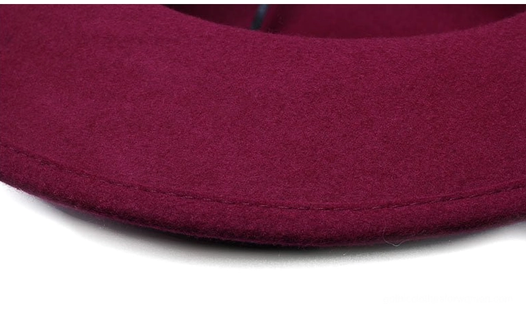 Blue gothic fedora wool hat with leather band and metal accents - complete product view