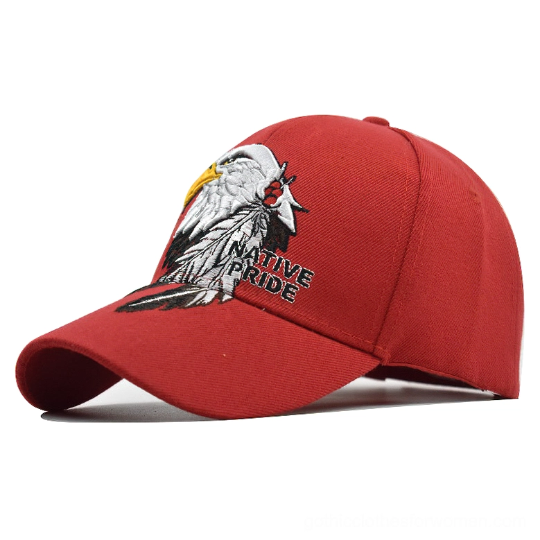 Burgundy red gothic eagle baseball cap with classic embroidered bird design and vampire aesthetic