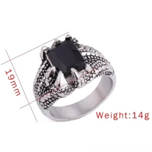Dragon claw ring measurements 19mm width 14g weight specifications gothic jewelry