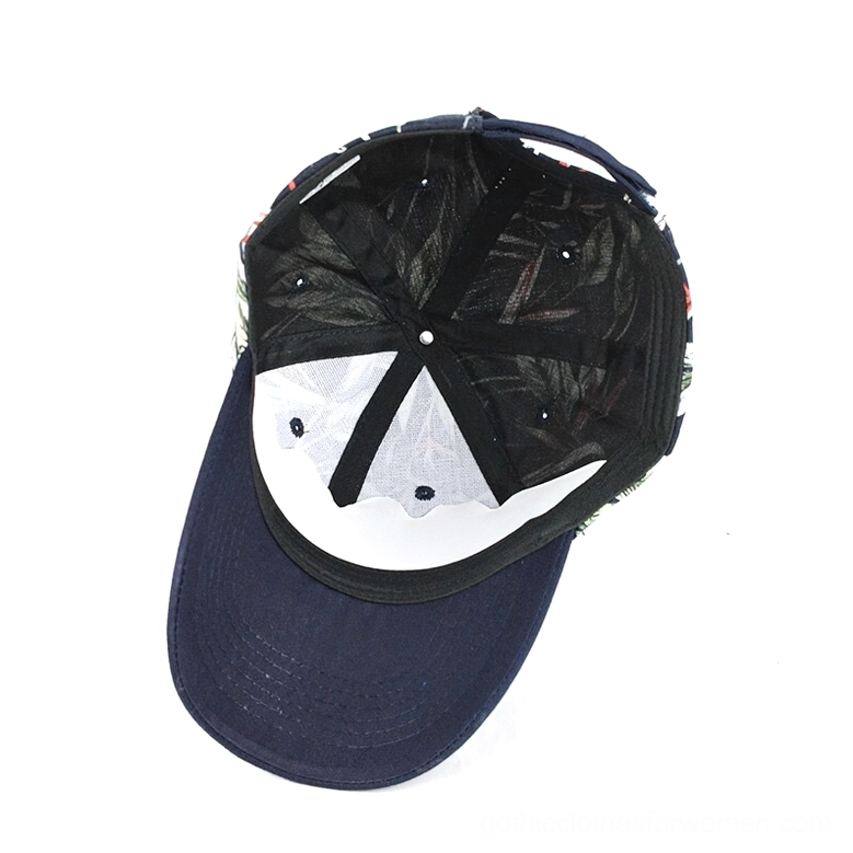 Gothic baseball cap interior mesh back panel detail with adjustable strap closure mechanism