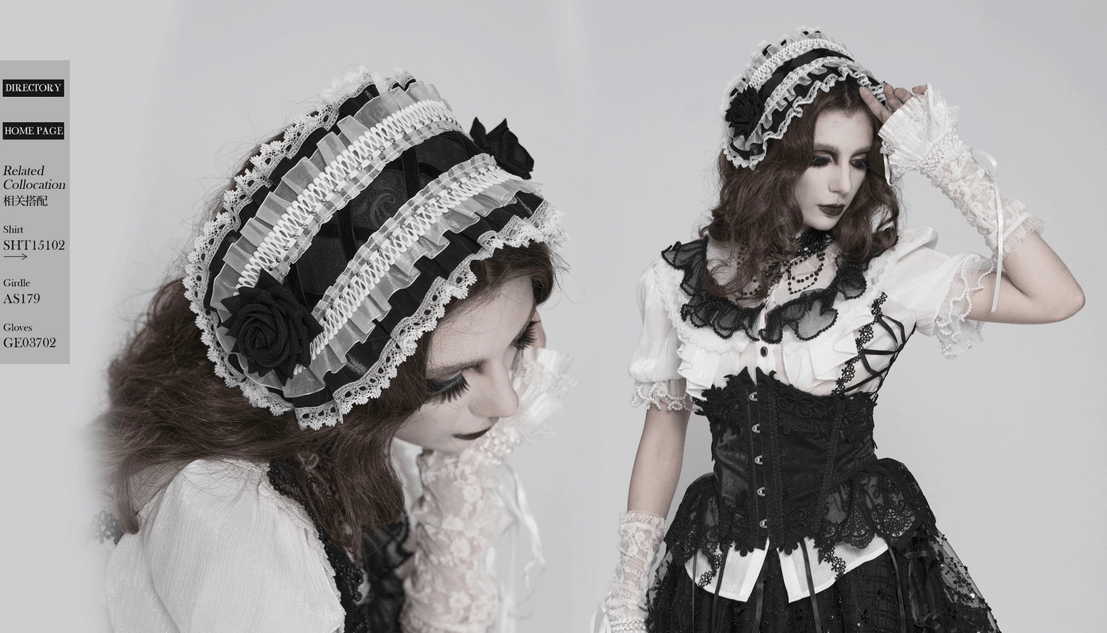 Overhead flat lay of gothic lolita bonnet displaying complete composition with lace, roses, and ribbon details