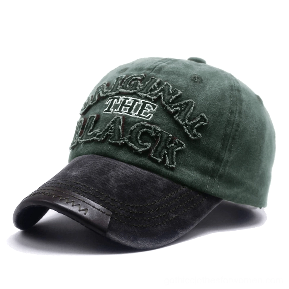 Black and army green faded goth baseball cap tactical gothic styling colorway