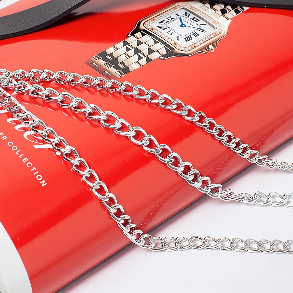 Alternative angle view of black faux leather gothic chain belt showing chain arrangement and metal accents