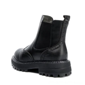 Dark Victorian-style Chelsea ankle boots with chunky lug platform sole - side profile