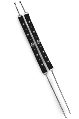 Gothic choker with extension chains and metal studs, overhead angle showing hardware details