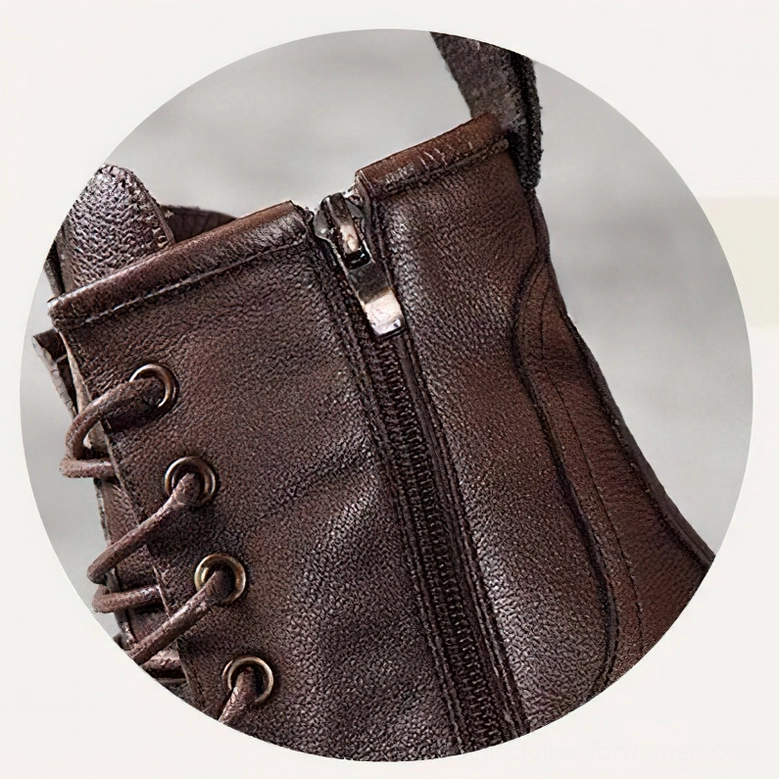 Gothic platform combat boots showing insole comfort and pigskin lining material