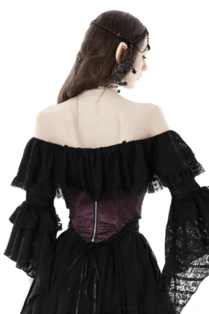 Gothic lace-up corset belt back view showing adjustable lacing and zipper detail