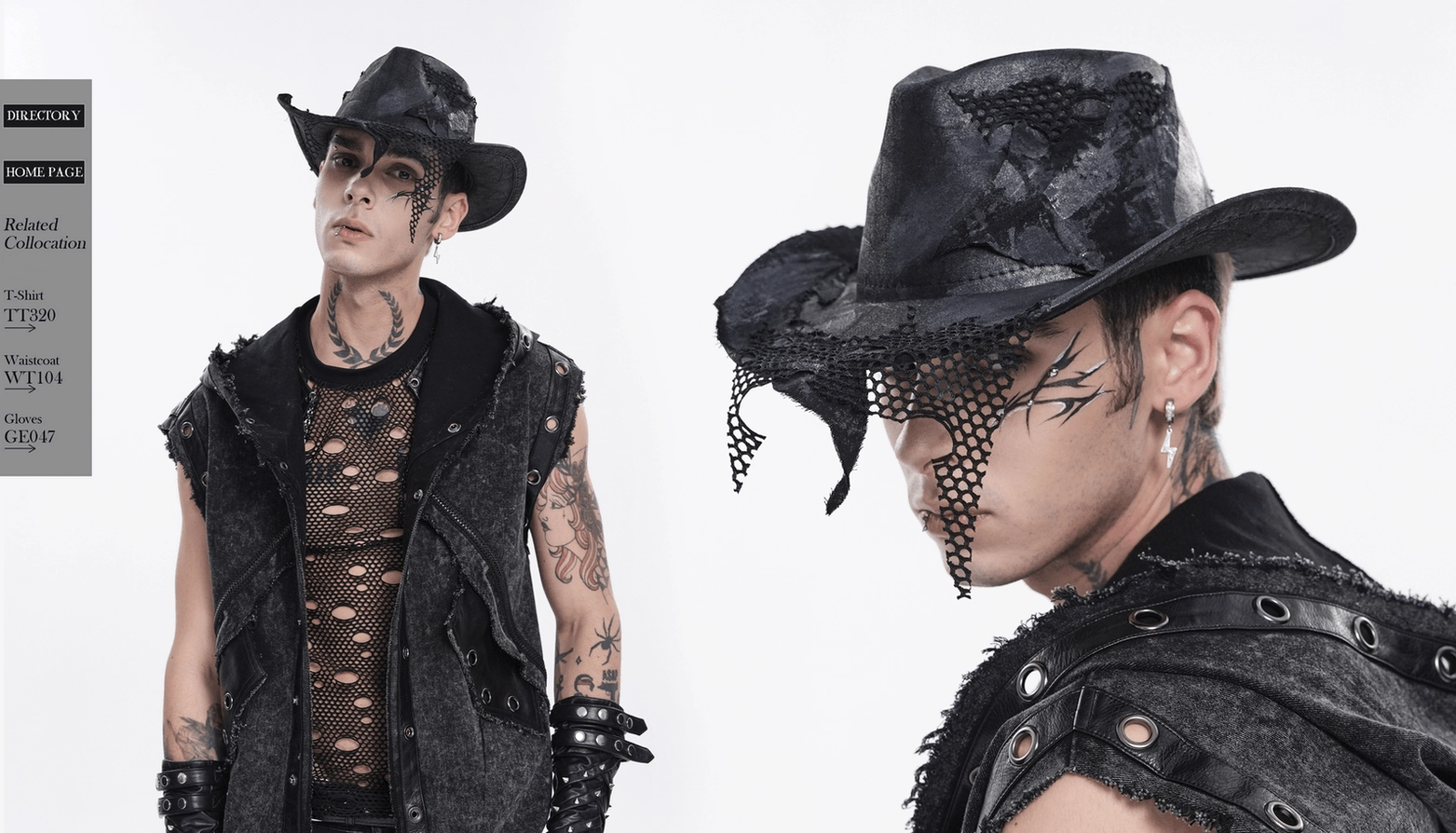 Black gothic cowboy hat casual alternative streetwear styling recommendation and outfit pairing