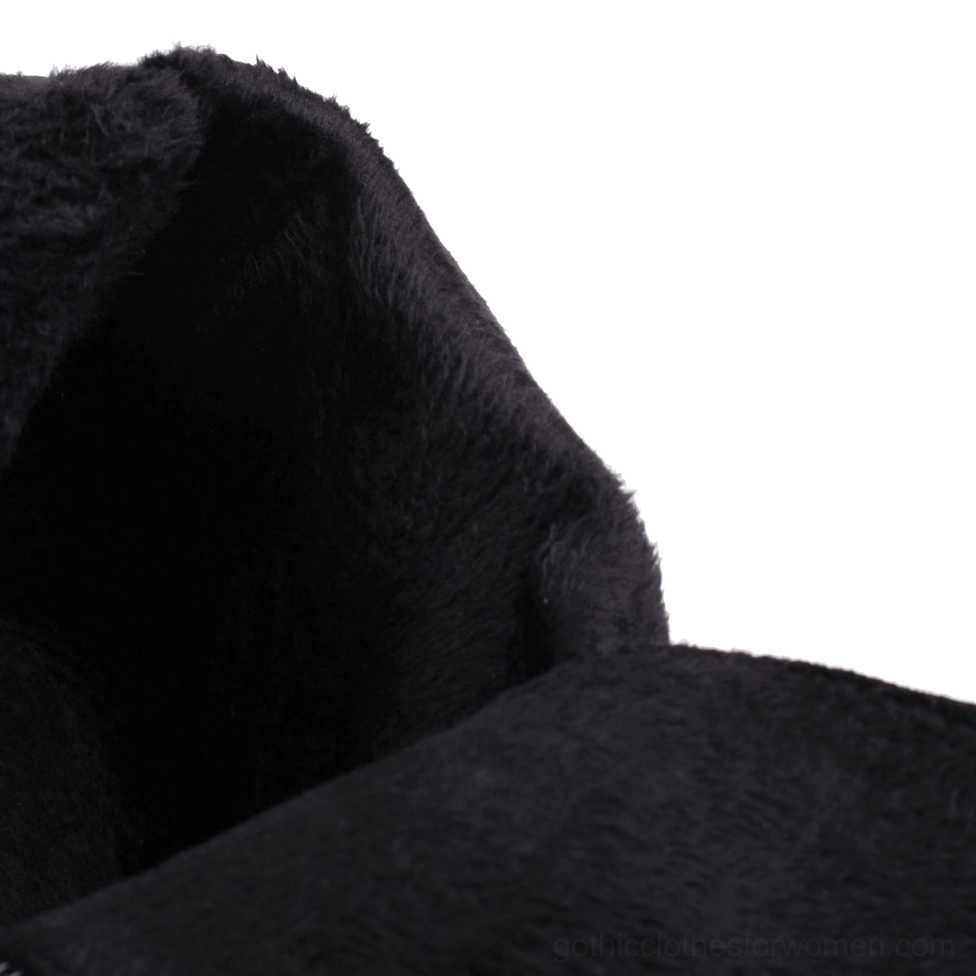 Dragon embroidered goth platform boots showing leather texture and embroidery craftsmanship