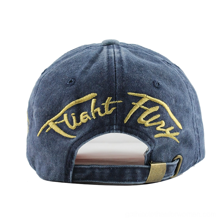 Gothic eagle cap back view showing adjustable strap and Flight Fury embroidery dark aesthetic