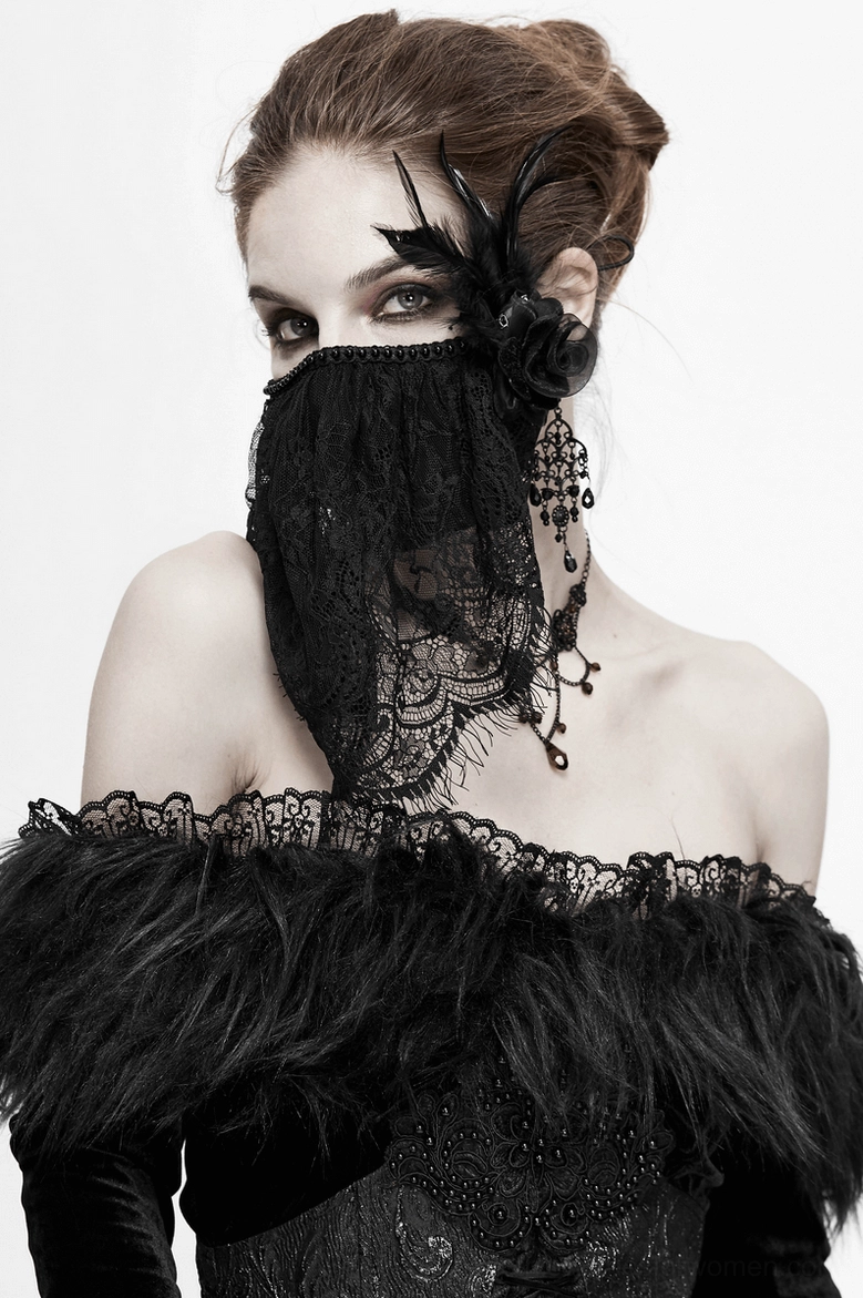 Black lace gothic face mask care and maintenance instruction guide for cleaning and storage