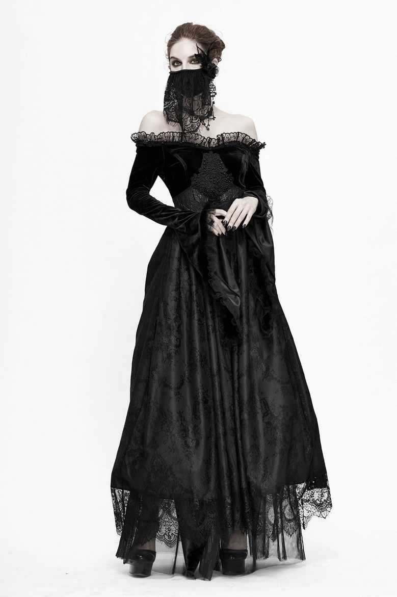 Black lace gothic face veil mask styling and wearing suggestions for alternative fashion aesthetic