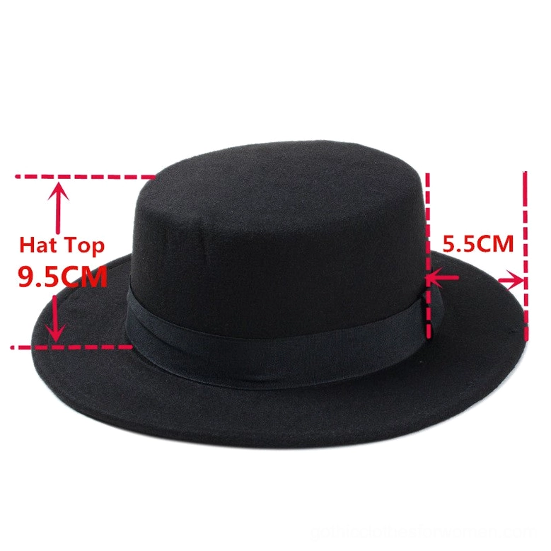 Gothic fedora hat color swatches and style details, flat lay product photography