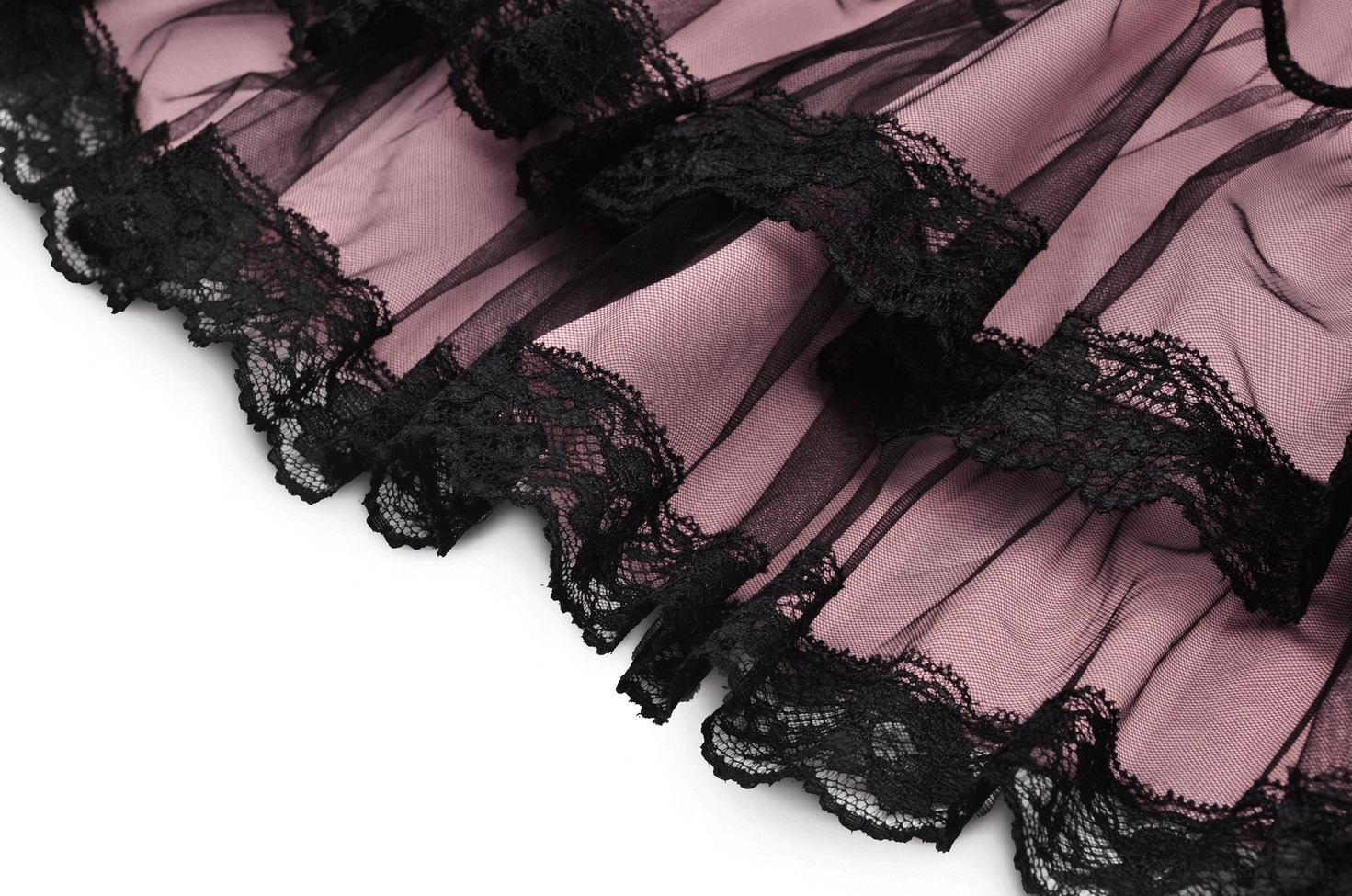 Black lace corset mini dress in dusty pink with adjustable tie-up detail for alternative fashion