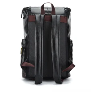 Black gothic backpack back view featuring breathable mesh panel and padded shoulder straps