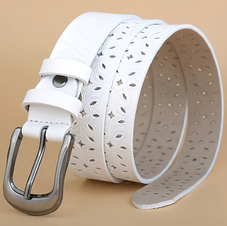Complete collection of genuine leather hollow-carved gothic belts in multiple colors including black, brown, white, red, and orange with metal pin buckles