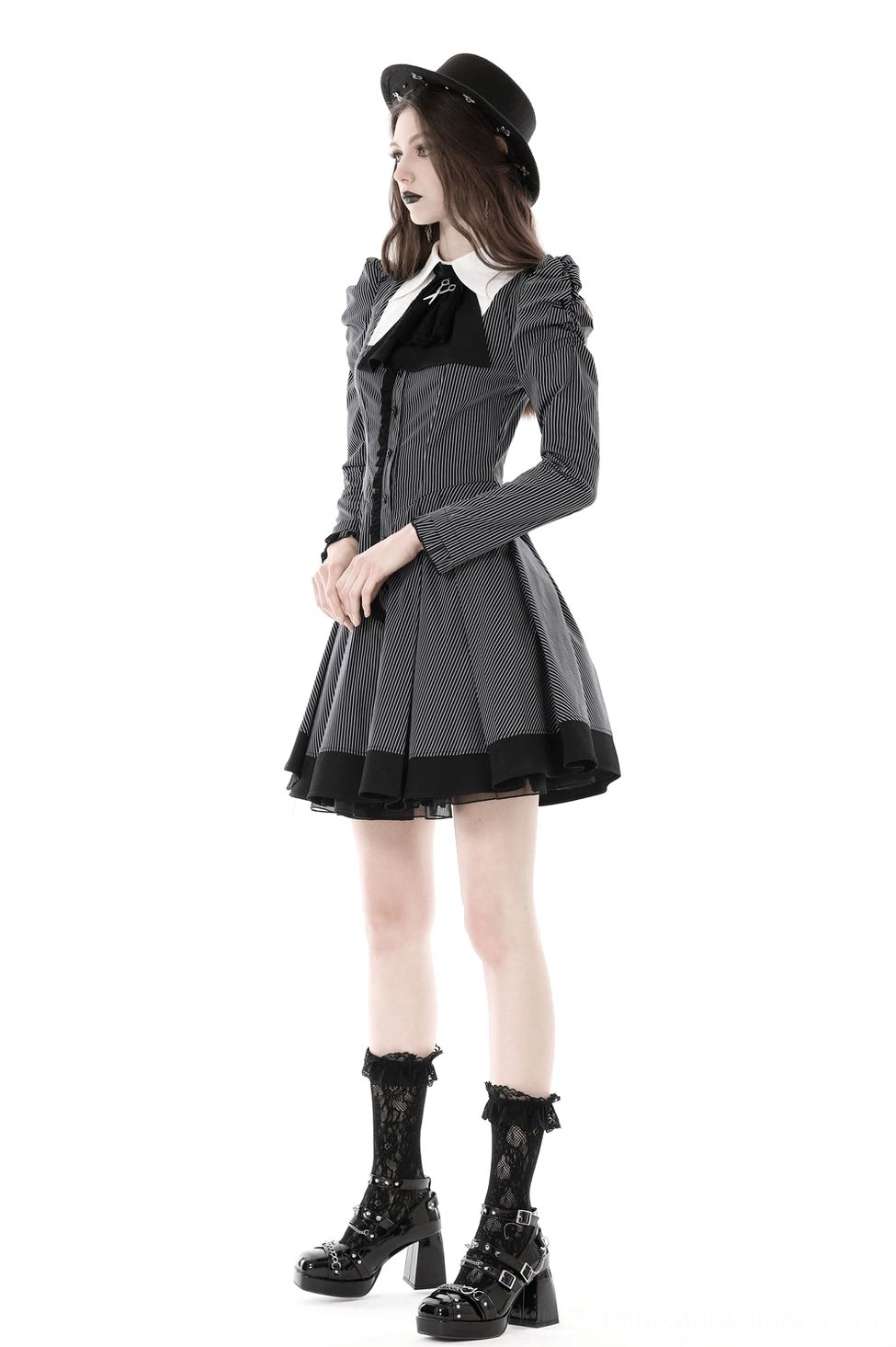 Pinstriped gothic mini dress - additional product styling angle