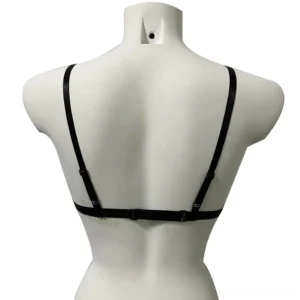 Adjustable back straps with buckle closure on gothic skeleton hand transparent bra