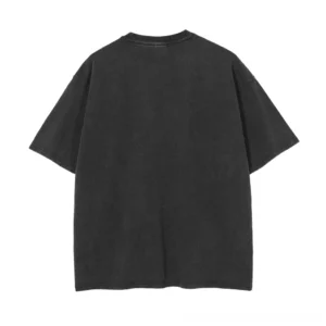 Gothic oversized tee back view showing clean solid washed black fabric with no back print, casual alternative silhouette