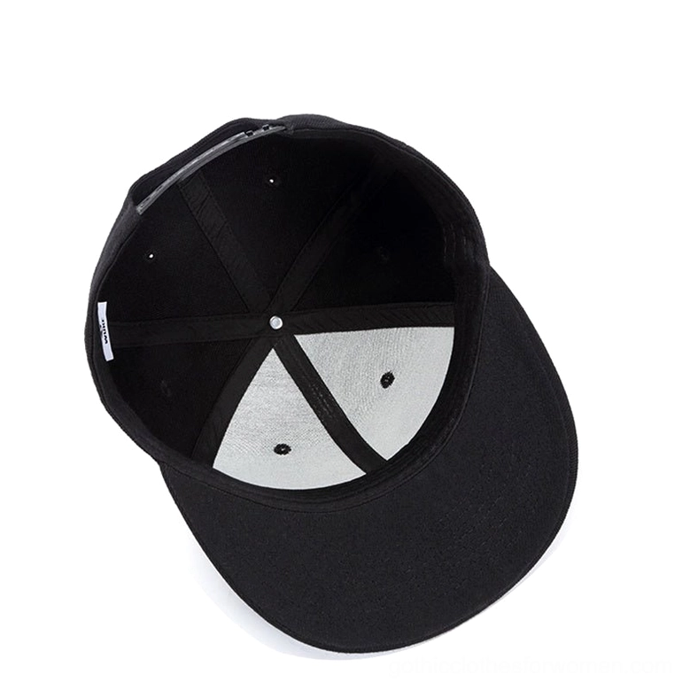 Gothic baseball cap interior showing grey lining and adjustment strap - inside top view
