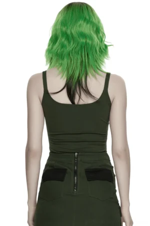 Gothic distressed mesh cami top - Back view showing spider web burnout details and sleeveless silhouette of women's alternative tank top