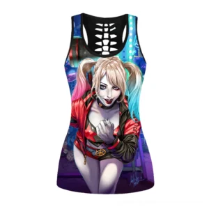 Purple gothic tank top with ladder cutout back design, front view showcasing edgy minimalist aesthetic