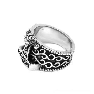Compact Gothic Norse Ring with Mjolnir Hammer Design - Multiple Size Options Available from Size 7 to 14