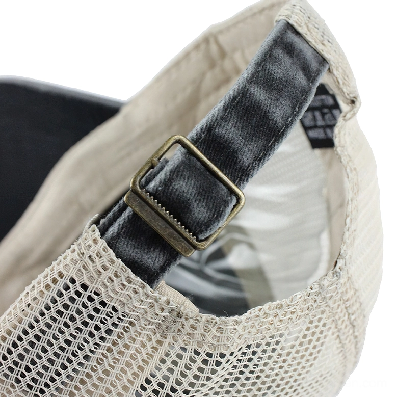 Gothic washed trucker cap detail shot showcasing mesh breathing panels and adjustable back closure system