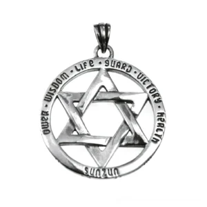 hexagram star of david sterling silver pendant vintage gothic occult necklace charm flat lay