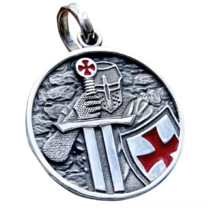 Knights Templar cross pendant stainless steel antique silver finish flat lay top view