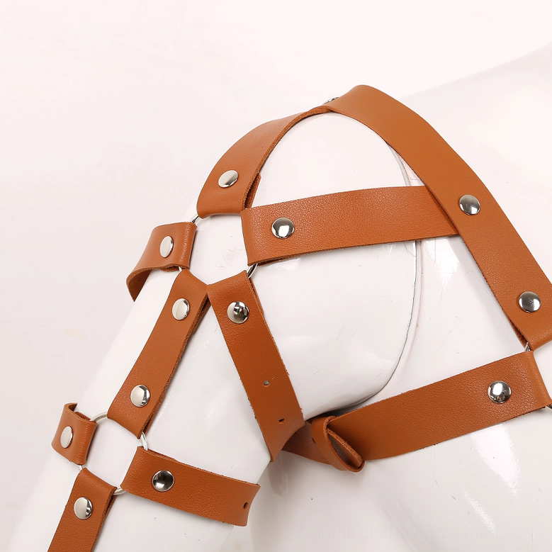 Leather harness on model demonstrating fit, comfort, and visual impact of adjustable design