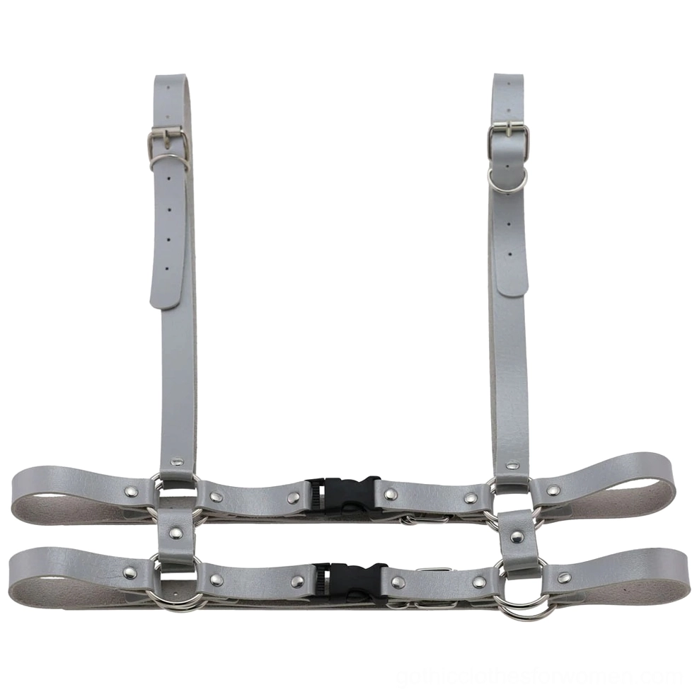 Alternative leather harness color variant displayed in flat lay format showing complete product architecture