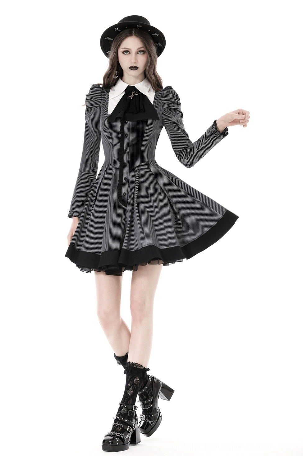 Steampunk gothic dress with ruffled elements - alternate product view