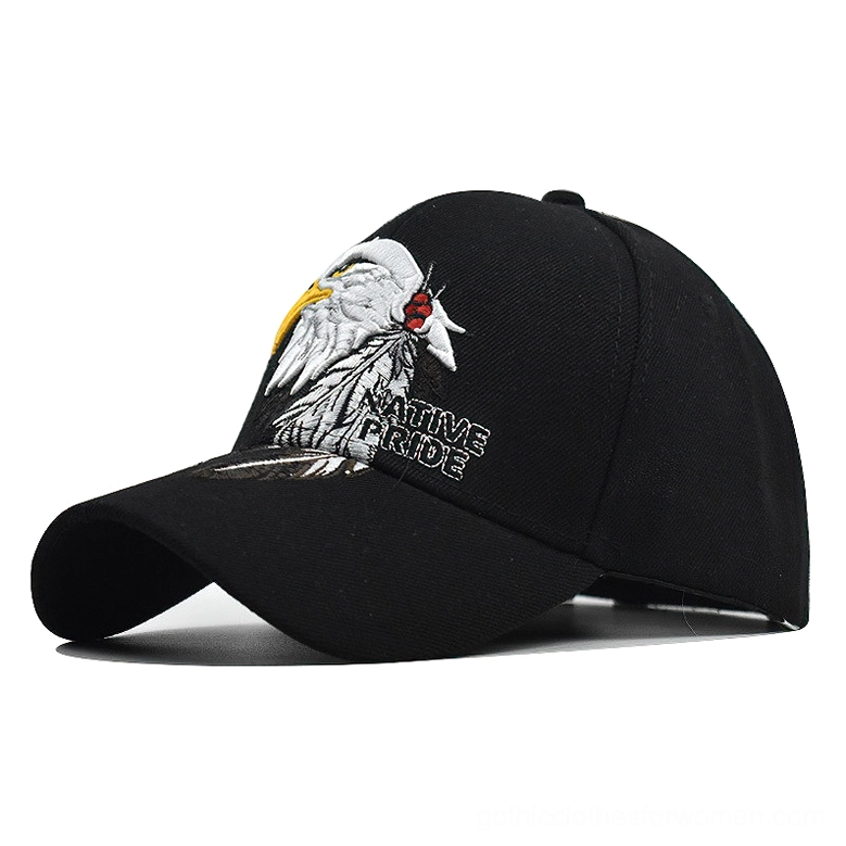 Alternative tactical eagle baseball cap left angle featuring dark eagle embroidery and native pride text
