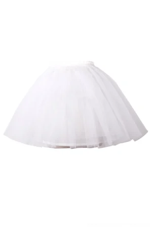 White ethereal tulle layered gothic skirt with voluminous mesh silhouette - front view on model